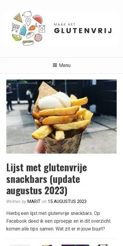 스폰서 기사용 네덜란드 매체 Maak Het Glutenvrij 사이트 미리보기