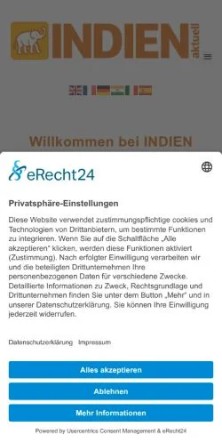 Anteprima del sito Indien Aktuell, media di Germania per articoli sponsorizzati