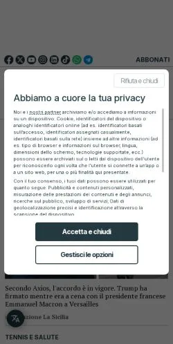 Anteprima del sito La Sicilia, media di Italia per articoli sponsorizzati