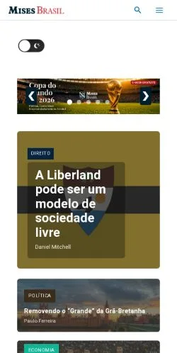 Vista previa del sitio Mises Brasil, medio de Brasil para artículos patrocinados