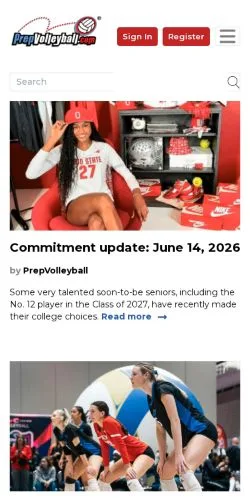 Pré-visualização do site PrepVolleyball, meio de Estados Unidos para artigos patrocinados