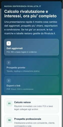 Forhåndsvisning av nettstedet Rivaluta, medium fra Italia for sponsede artikler