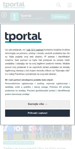 Anteprima del sito Tportal, media di Croazia per articoli sponsorizzati