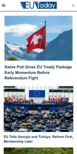 Podgląd witryny EU Today, medium z kraju Wielka Brytania do artykułów sponsorowanych