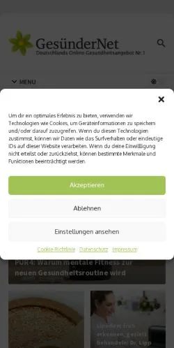 Anteprima del sito GesünderNet, media di Germania per articoli sponsorizzati