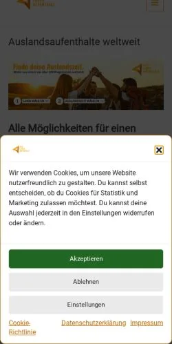 Podgląd witryny Auslandsaufenthalt, medium z kraju Niemcy do artykułów sponsorowanych