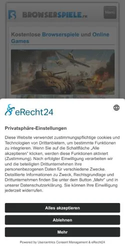 スポンサード記事向けのドイツメディア、Browserspieleのサイトプレビュー