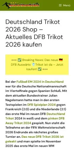 Anteprima del sito Deutschland DFB Trikot, media di Germania per articoli sponsorizzati