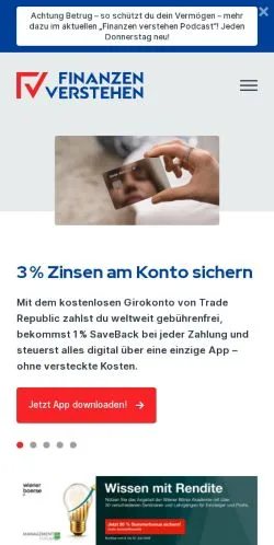 Anteprima del sito Finanzen Verstehen, media di Austria per articoli sponsorizzati