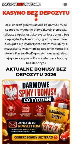 Anteprima del sito Kasyno Bez Depozytu, media di Polonia per articoli sponsorizzati