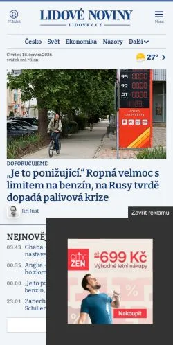 Podgląd witryny Lidovky, medium z kraju Czechy do artykułów sponsorowanych