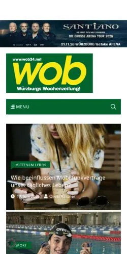 Vista previa del sitio Wob Würzburgs Wochenzeitung, medio de Alemania para artículos patrocinados