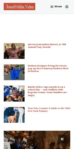 Anteprima del sito Amsterdam News, media di Stati Uniti per articoli sponsorizzati