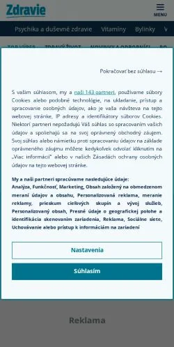Anteprima del sito Zdravie, media di Slovacchia per articoli sponsorizzati