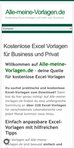 Vorschau der Website Alle Meine Vorlagen, Medium aus Deutschland für gesponserte Artikel