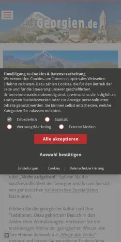 Aperçu du site Georgien Reisen, média de Allemagne pour articles sponsorisés