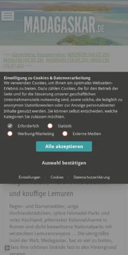 Vista previa del sitio Madagaskar, medio de Alemania para artículos patrocinados