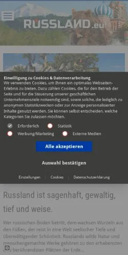 Anteprima del sito Russland Reisen, media di Germania per articoli sponsorizzati
