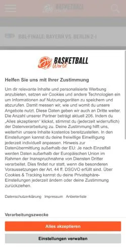 Anteprima del sito Basketball-World, media di Germania per articoli sponsorizzati