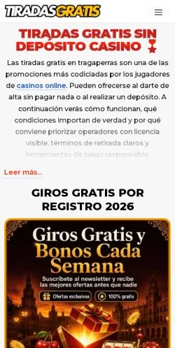 Preview of the Tiradas Gratis website, a media outlet in Spain for sponsored articles