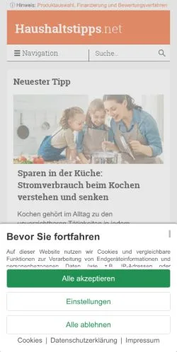 Anteprima del sito Haushaltstipps, media di Germania per articoli sponsorizzati