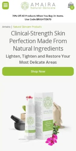 Anteprima del sito Amaira Skincare Australia, media di Australia per articoli sponsorizzati