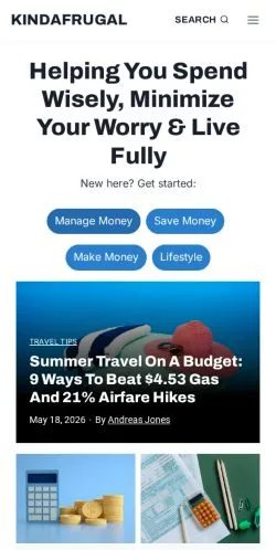 Anteprima del sito Kinda Frugal, media di Stati Uniti per articoli sponsorizzati