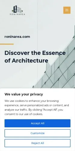 Pré-visualização do site RoninArea, meio de Estados Unidos para artigos patrocinados