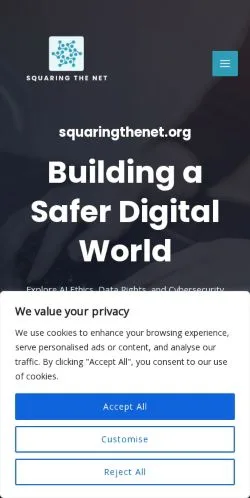 Vista previa del sitio SquaringTheNet, medio de Estados Unidos para artículos patrocinados