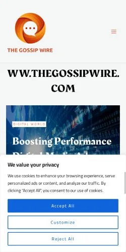 スポンサード記事向けのアメリカ合衆国メディア、Thegossipwireのサイトプレビュー