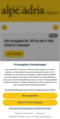 Anteprima del sito Alpe-Adria Magazin, media di Austria per articoli sponsorizzati