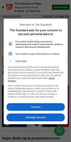 Anteprima del sito The Standard, media di Regno Unito per articoli sponsorizzati