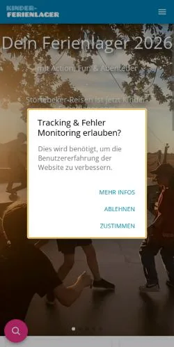 Podgląd witryny Kinder-Ferienlager.com, medium z kraju Niemcy do artykułów sponsorowanych