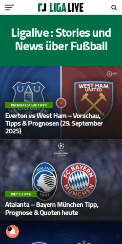 Anteprima del sito Ligalive, media di Germania per articoli sponsorizzati