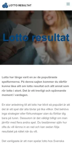 Podgląd witryny Lotto Resultat, medium z kraju Szwecja do artykułów sponsorowanych