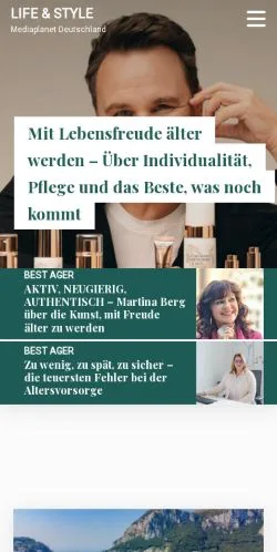 Vista previa del sitio LIFE & STYLE, medio de Alemania para artículos patrocinados