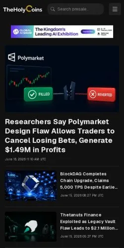 Anteprima del sito TheHolyCoins, media di Stati Uniti per articoli sponsorizzati