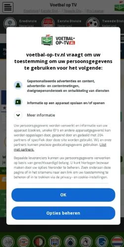 Anteprima del sito Voetbal Op TV, media di Paesi Bassi per articoli sponsorizzati