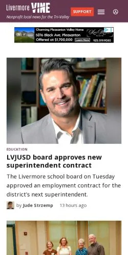 Anteprima del sito Livermore Vine, media di Stati Uniti per articoli sponsorizzati