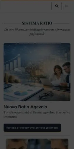Pré-visualização do site Sistema Ratio, meio de Itália para artigos patrocinados