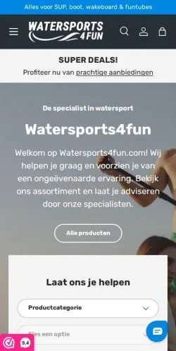 Sponsorlu makaleler için Hollanda medyası Watersports4fun sitesinin önizlemesi
