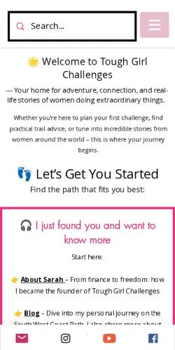 Anteprima del sito Tough Girl Challenges, media di Stati Uniti per articoli sponsorizzati