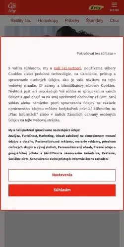 Anteprima del sito Čas pre Ženy, media di Slovacchia per articoli sponsorizzati