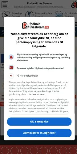Anteprima del sito Fodbold Livestream, media di Danimarca per articoli sponsorizzati