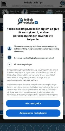Forhåndsvisning av nettstedet Fodbold Odds Tips, medium fra Danmark for sponsede artikler