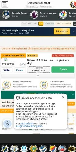 Anteprima del sito Fotboll LiveResultat, media di Svezia per articoli sponsorizzati