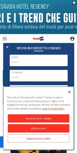 Vista previa del sitio PartsWeb, medio de Italia para artículos patrocinados