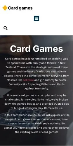 Anteprima del sito Card Games Pro, media di Stati Uniti per articoli sponsorizzati