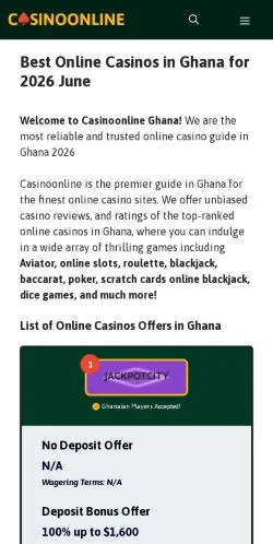 Anteprima del sito Casino Online Ghana, media di Stati Uniti per articoli sponsorizzati