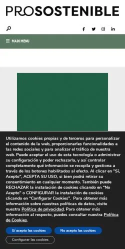 Anteprima del sito Prosostenible, media di Spagna per articoli sponsorizzati